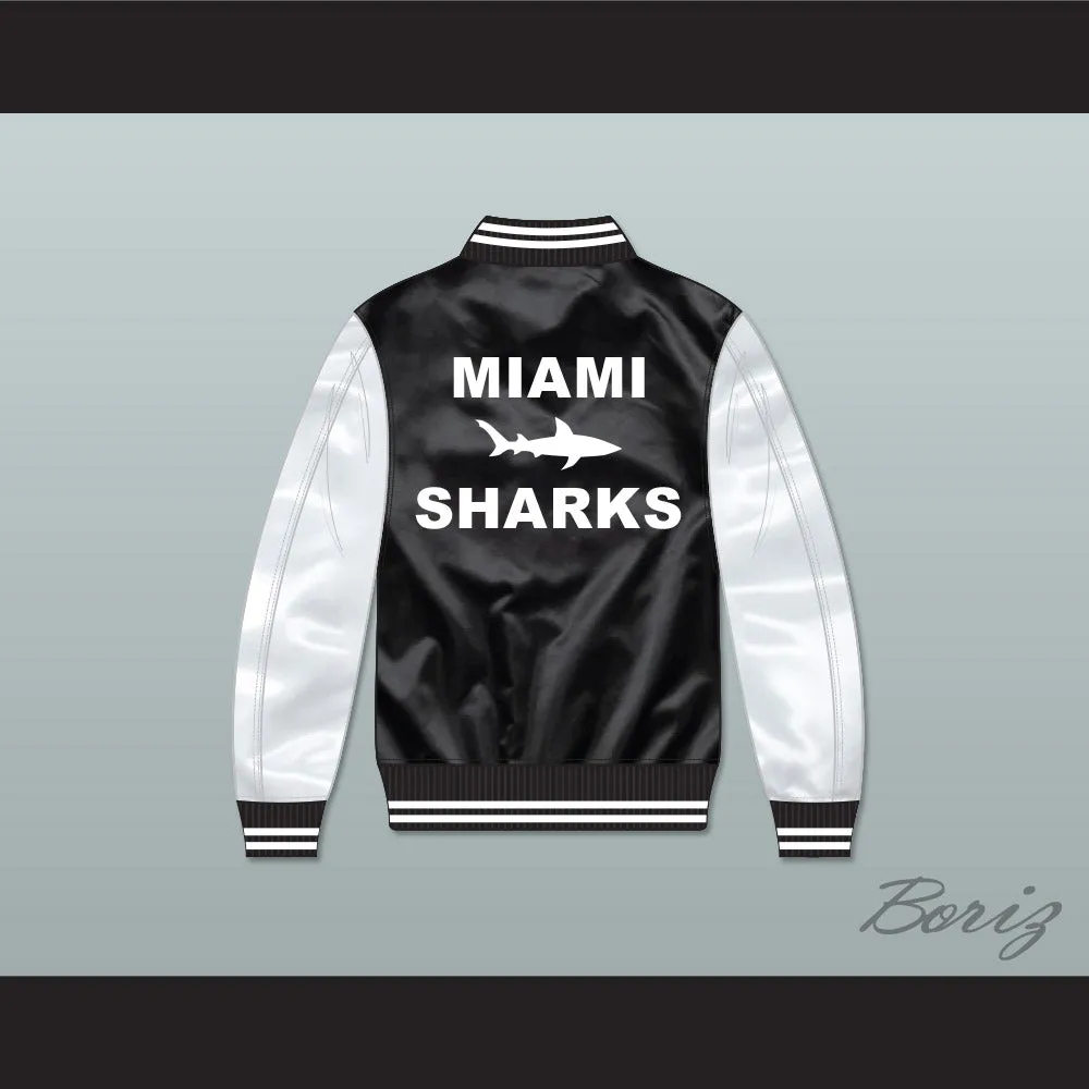 Willie Beamen 13 Miami Sharks Black/ White Varsity Letterman Satin Bomber Jacket