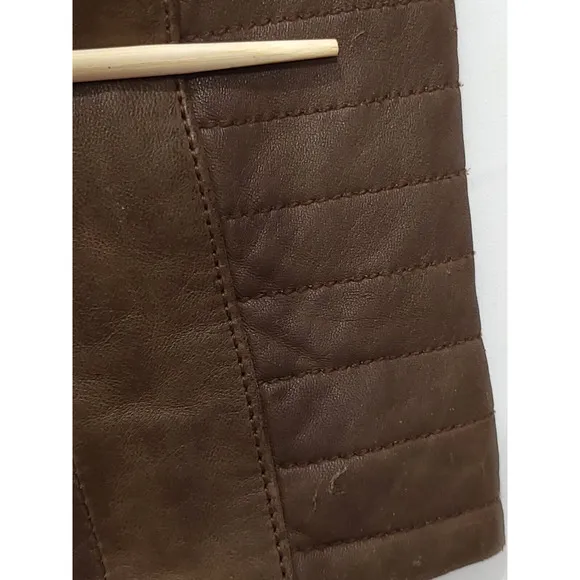 Wilsons Vintage Brown Genuine Leather Biker Bomber Jacket Women M Brown Pockets