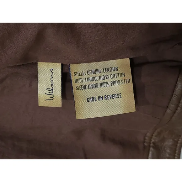 Wilsons Vintage Brown Genuine Leather Biker Bomber Jacket Women M Brown Pockets