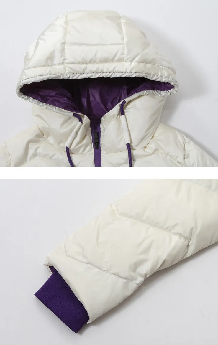Winter Women's Colorblock Long Sleeve Hooded Down Jacket