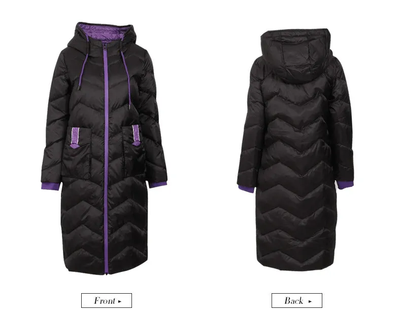 Winter Women's Colorblock Long Sleeve Hooded Down Jacket