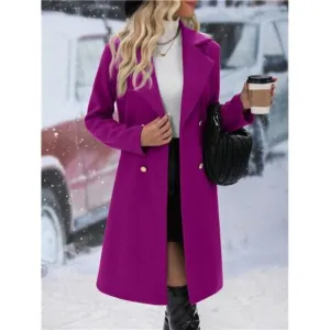 Women's Double Breasted Long Sleeve Knitted Coat, Ladies Late Fall Overcoats