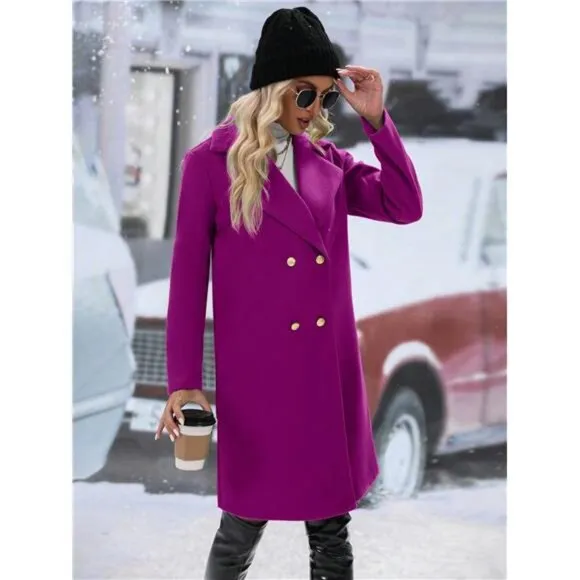 Women's Double Breasted Long Sleeve Knitted Coat, Ladies Late Fall Overcoats