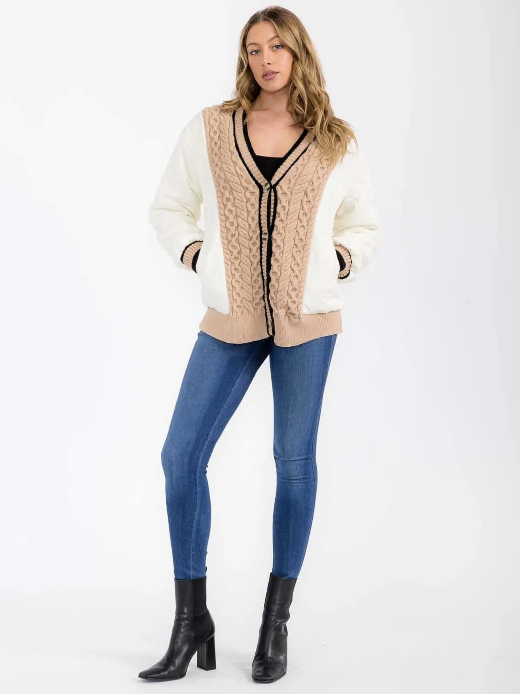 WOMEN'S LONG SLEEVE BUTTON CLOSURE FRONT POCKETS JACKET