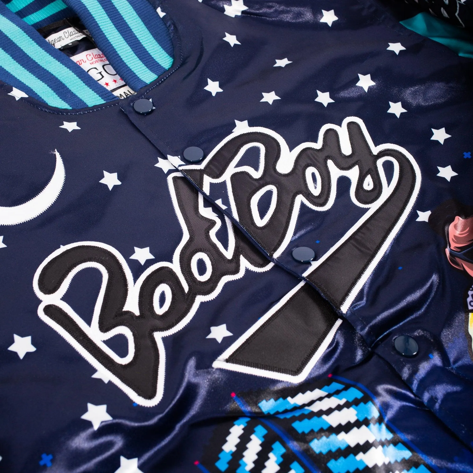 YOUTH BADBOY NIGHTLIFE SATIN JACKET BLACK/BLUE