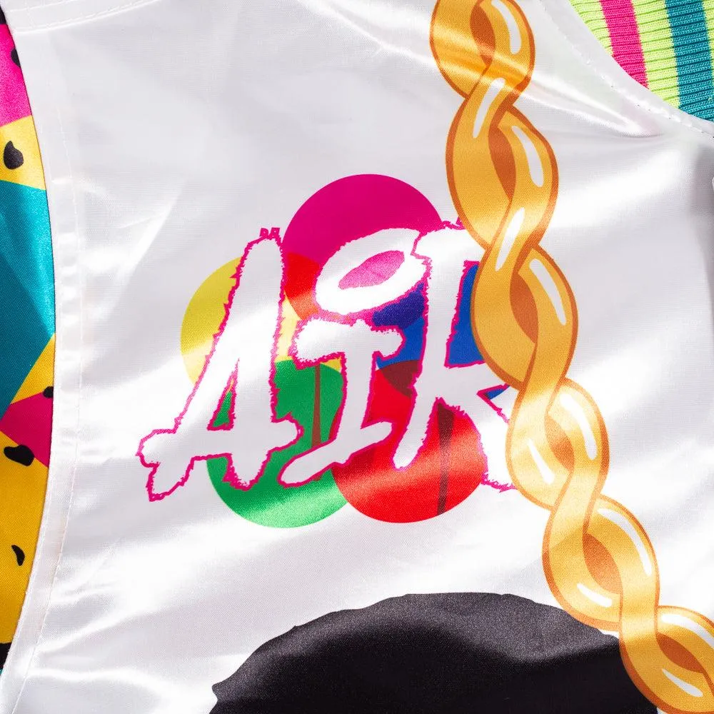 YOUTH FRESH PRINCE FRESH AIR GRAFFITI SATIN JACKET WHITE