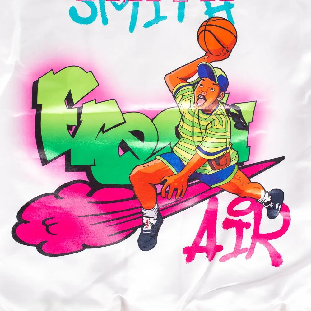 YOUTH FRESH PRINCE FRESH AIR GRAFFITI SATIN JACKET WHITE