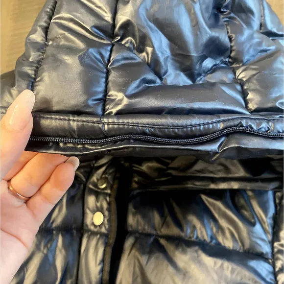 Zara Navy Blue Down Puffer Hooded Jacket size Small0