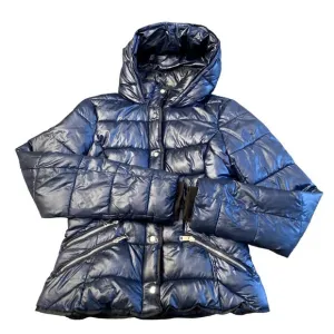 Zara Navy Blue Down Puffer Hooded Jacket size Small0